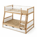 Lit superposé en bois avec échelle et rangement 200x140/200x90 cm