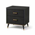 Table de chevet en bois MDF noir avec poignées dorées