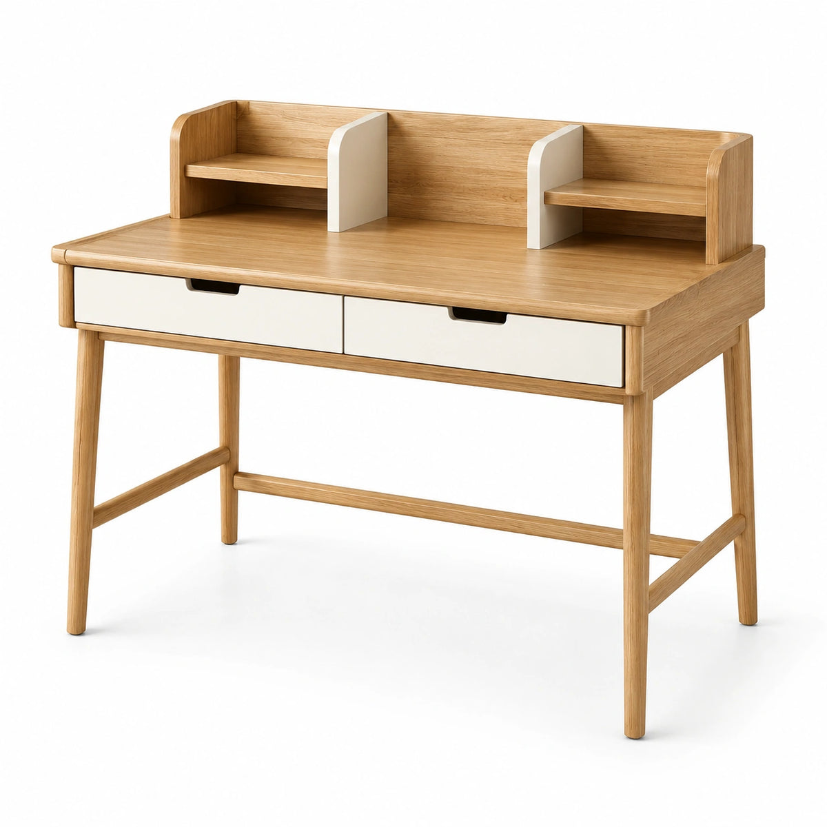 Bureau en bois de chêne avec étagères et tiroirs 120x60x90 cm