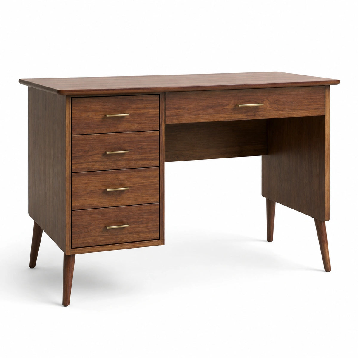 Bureau en bois avec tiroirs en placage de noyer
