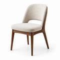 Chaise en bois avec tissu bouclé beige et noyer