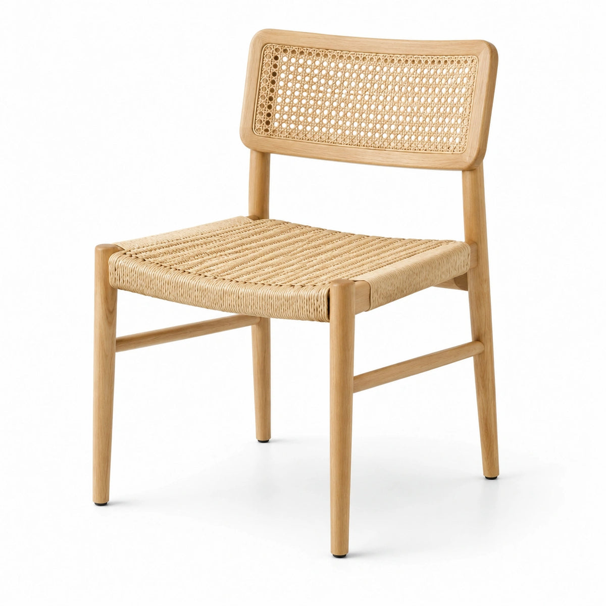 Chaise en chêne et rotin