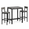 Ensemble de table haute et tabourets en métal noir et bois gris