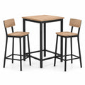 Ensemble table haute carrée avec tabourets en bois et métal