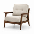 Fauteuil en bois et tissu polyester beige