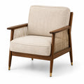 Fauteuil en bois de noyer avec tissu en polyester beige