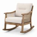 Fauteuil à bascule en bois d'acacia et lin beige