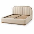 Lit double en cuir synthétique beige 200x160 cm